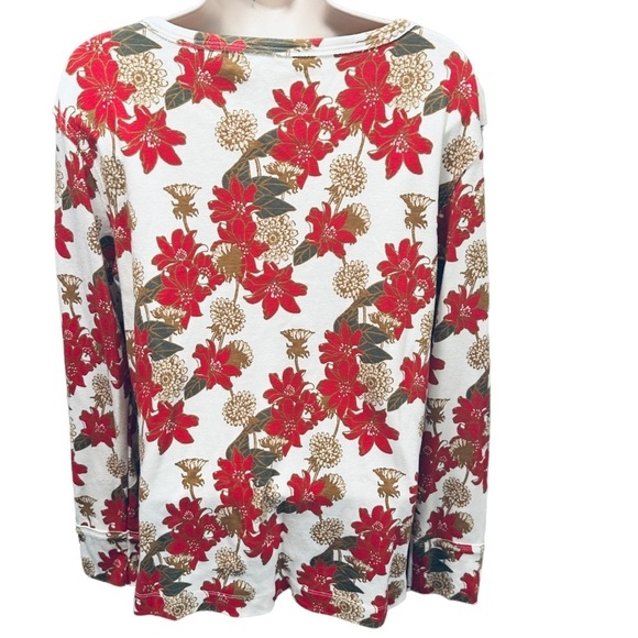 Kate Quinn Women’s classic red retro floral top soft organic cotton large - Picture 4 of 5